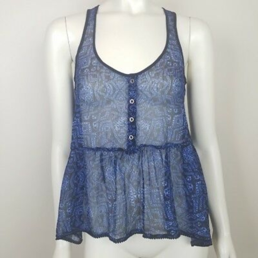 Urban outfitters black blue sheer tank